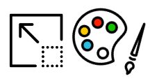Representación gráfica de paleta de colores y representación gráfica de escala de imágenes proporcional.
